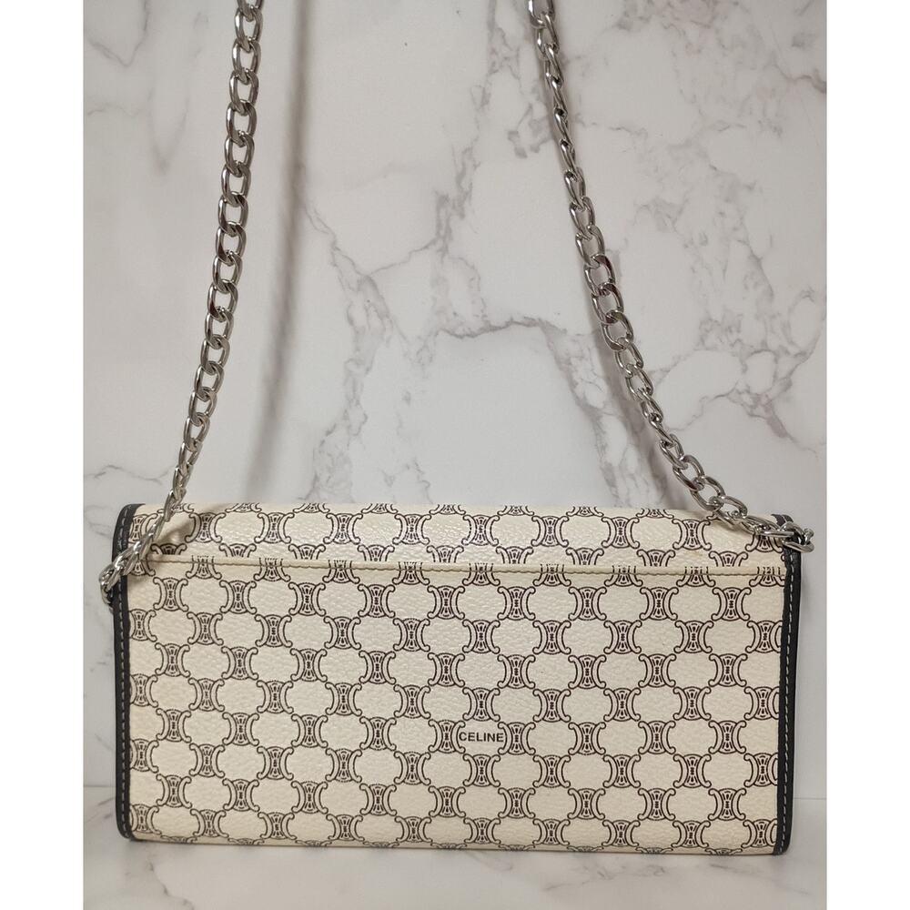 CELINE Vintage Macadam Pattern Triomphe Bi-Fold Wallet/Crossbody w/ COA - EUC - Picture 2 of 12